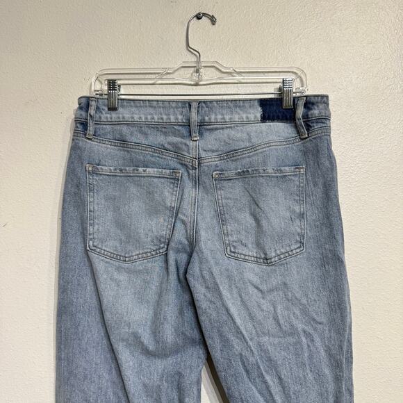Express Blue Distressed Relaxed Straight Low Rise Jeans Sz 6R - Picture 8 of 12